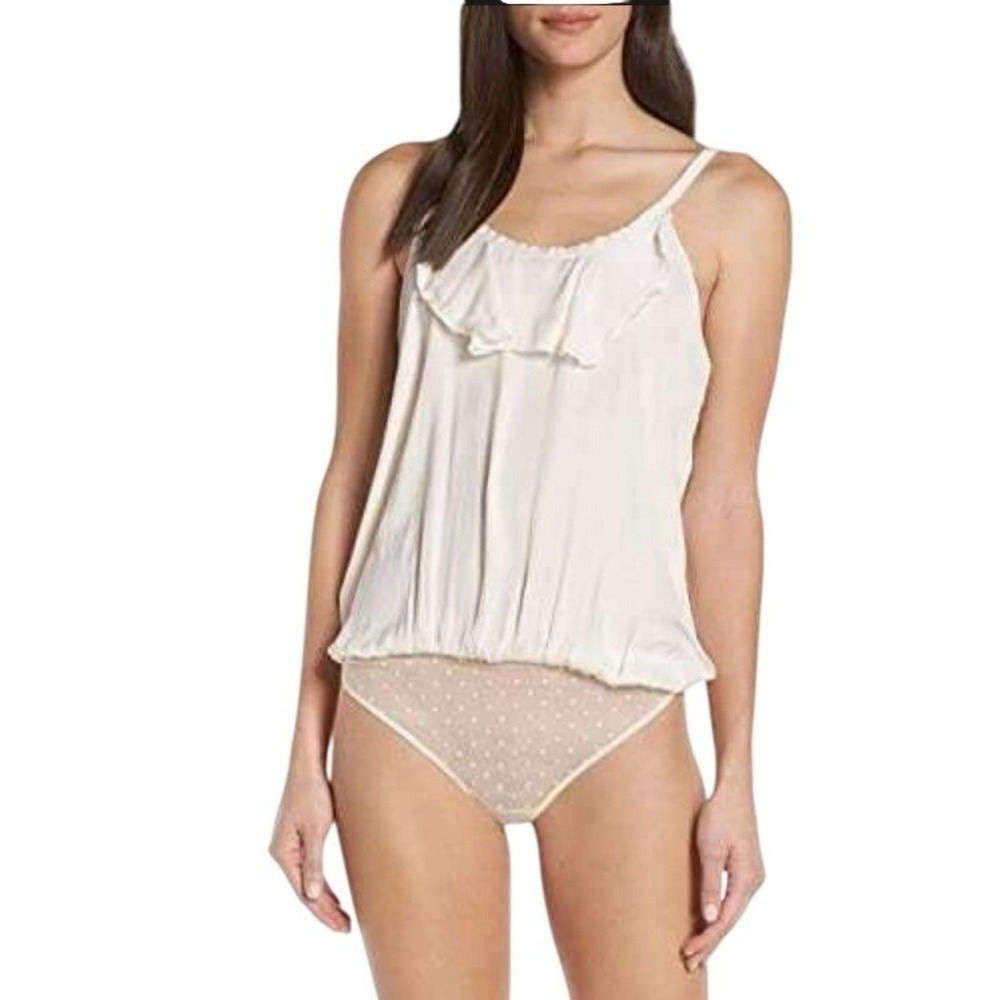 Intimately Free People Not Tired Ruffle Ivory Ruffle Bodysuit XS New